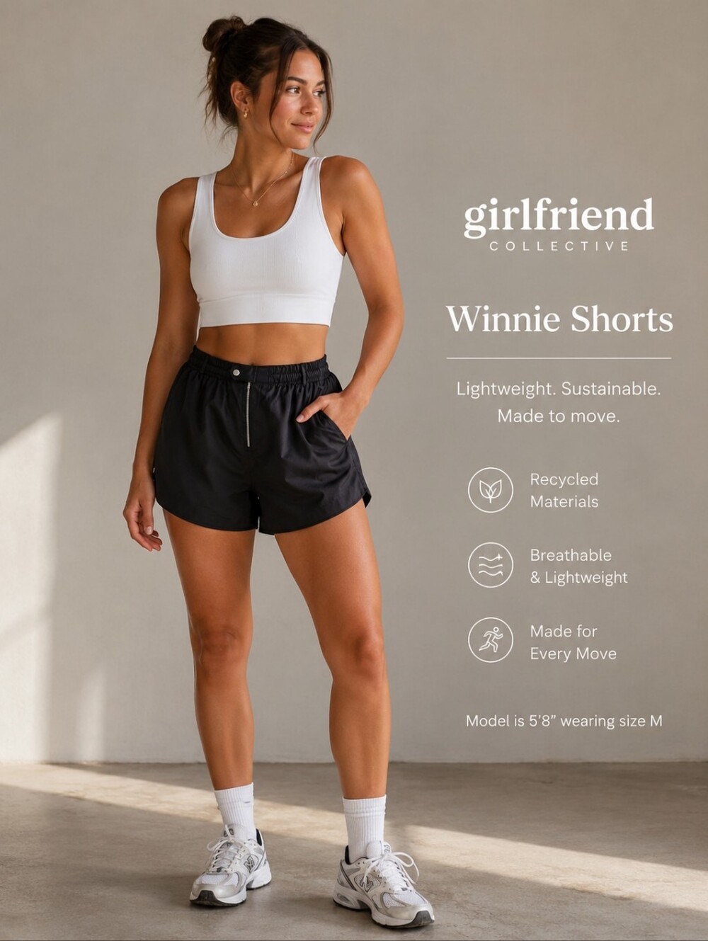 Girlfriend Collective Winnie Shorts Black XXXL NWT Recycled Running Shorts